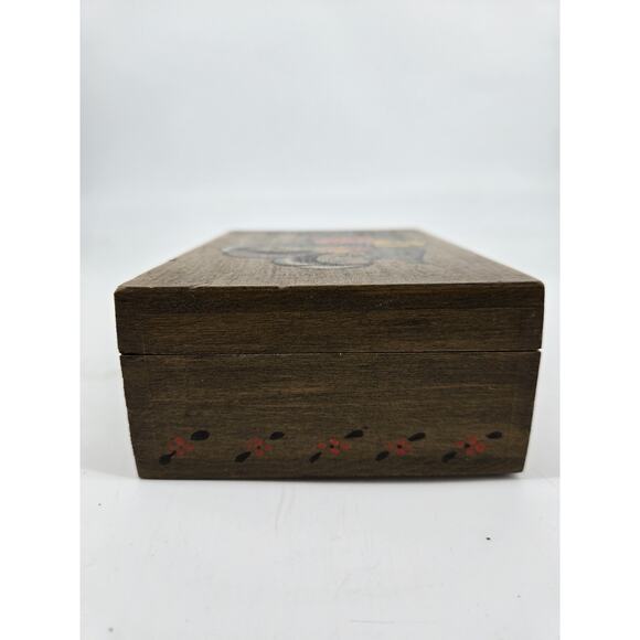 Mid Century 70s Norwegian Rosemaling Wooden Handpainted Trinket Box Hinge Signed - Picture 7 of 13